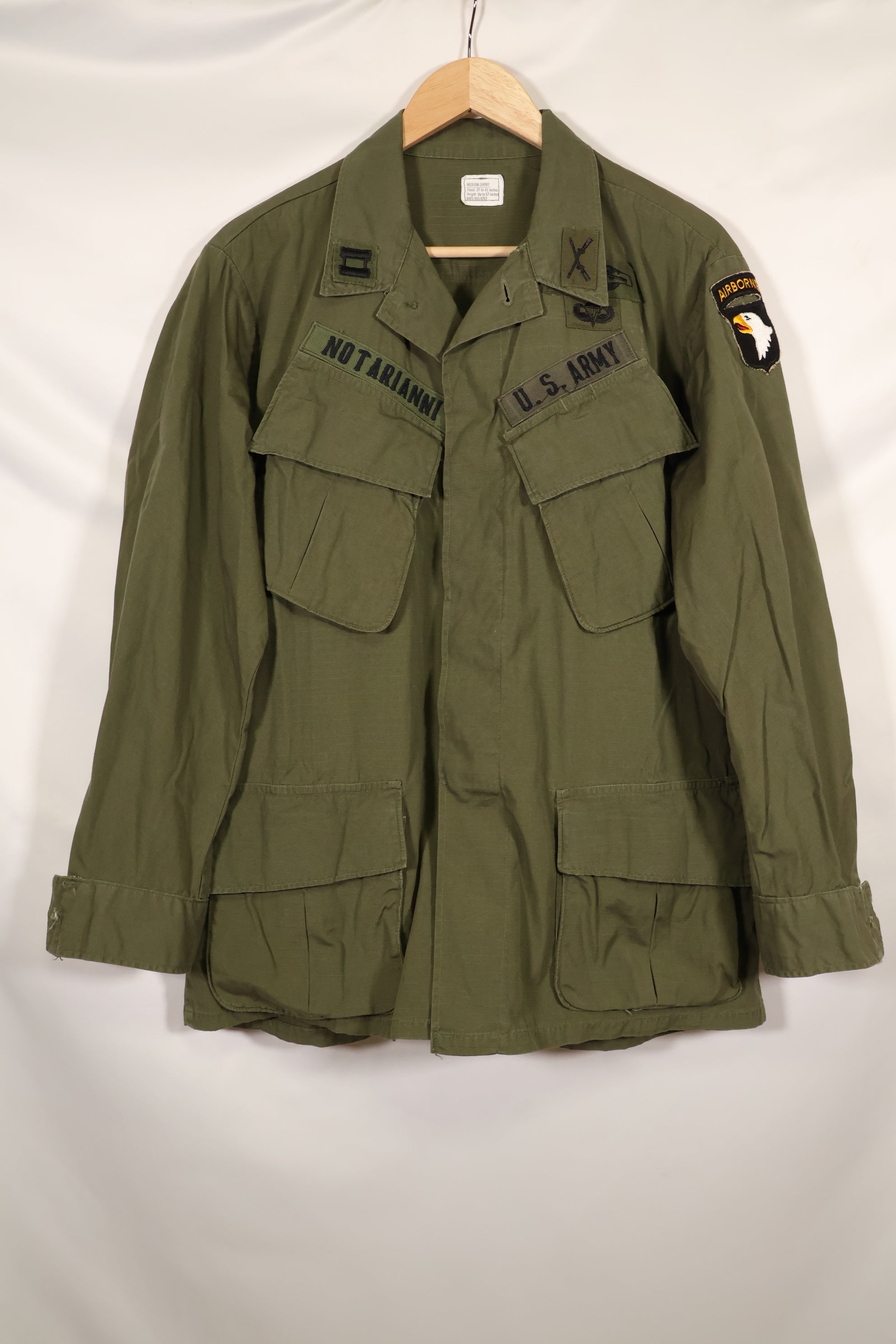1970 Contract M-S 4th Model Jungle Fatigue Jacket 101 Airborne Used