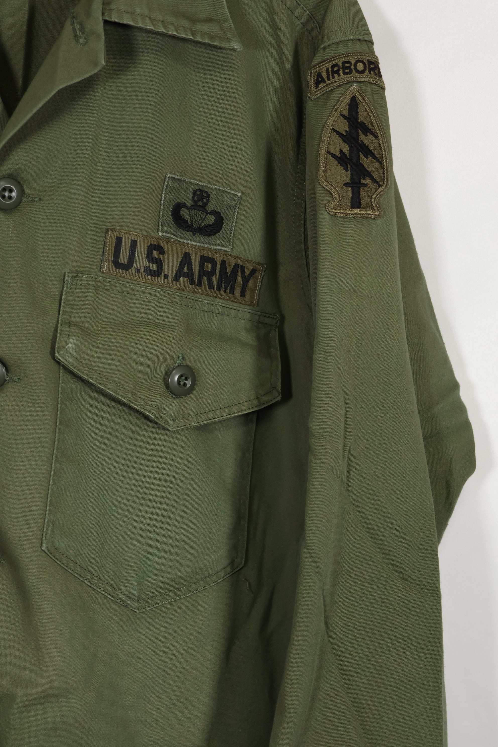 1960's Lot OG-107 Utility Shirt LOCKE Ex-SF Troop Released Used No-Iron Shirt A