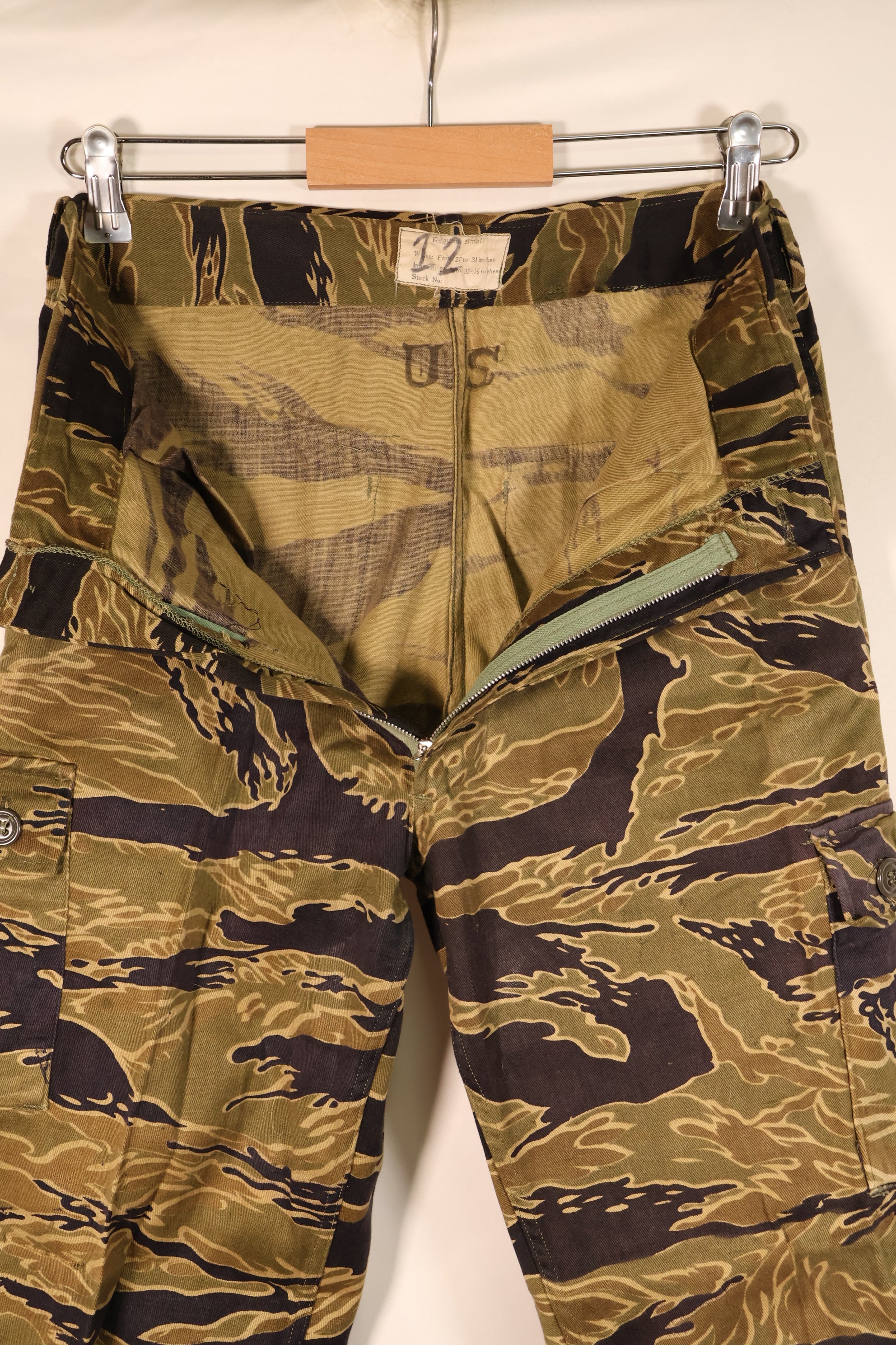 1960年代後半　US-S　ゴールドタイガーパターン　タイガーストライプ　USカット　パンツ　中古品