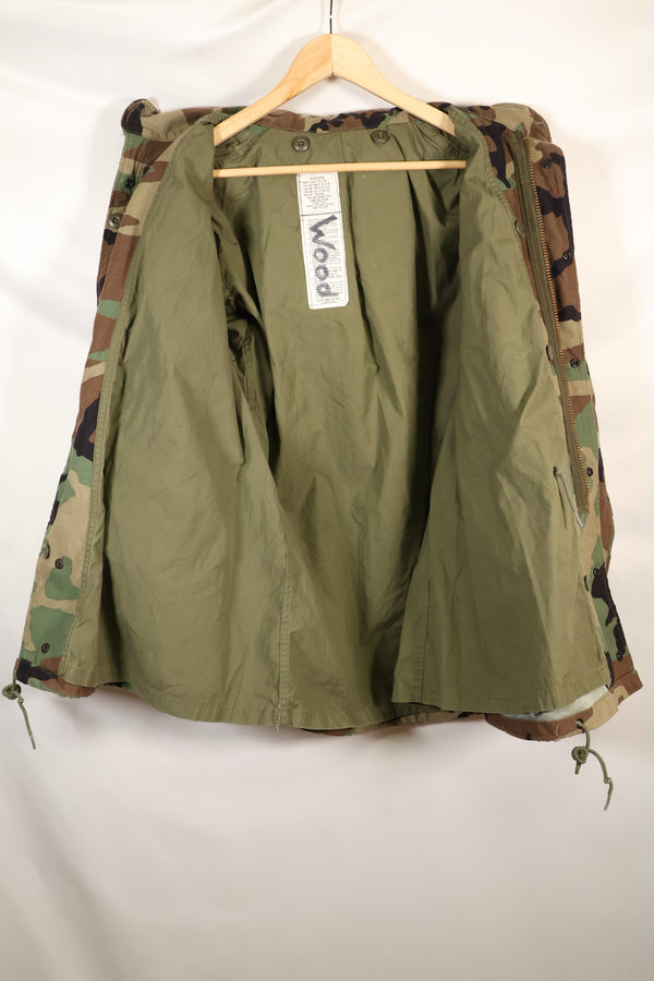 1983 Contract M-R Early Lot M65 Field Jacket Woodland Camouflage Brass Zipper Used