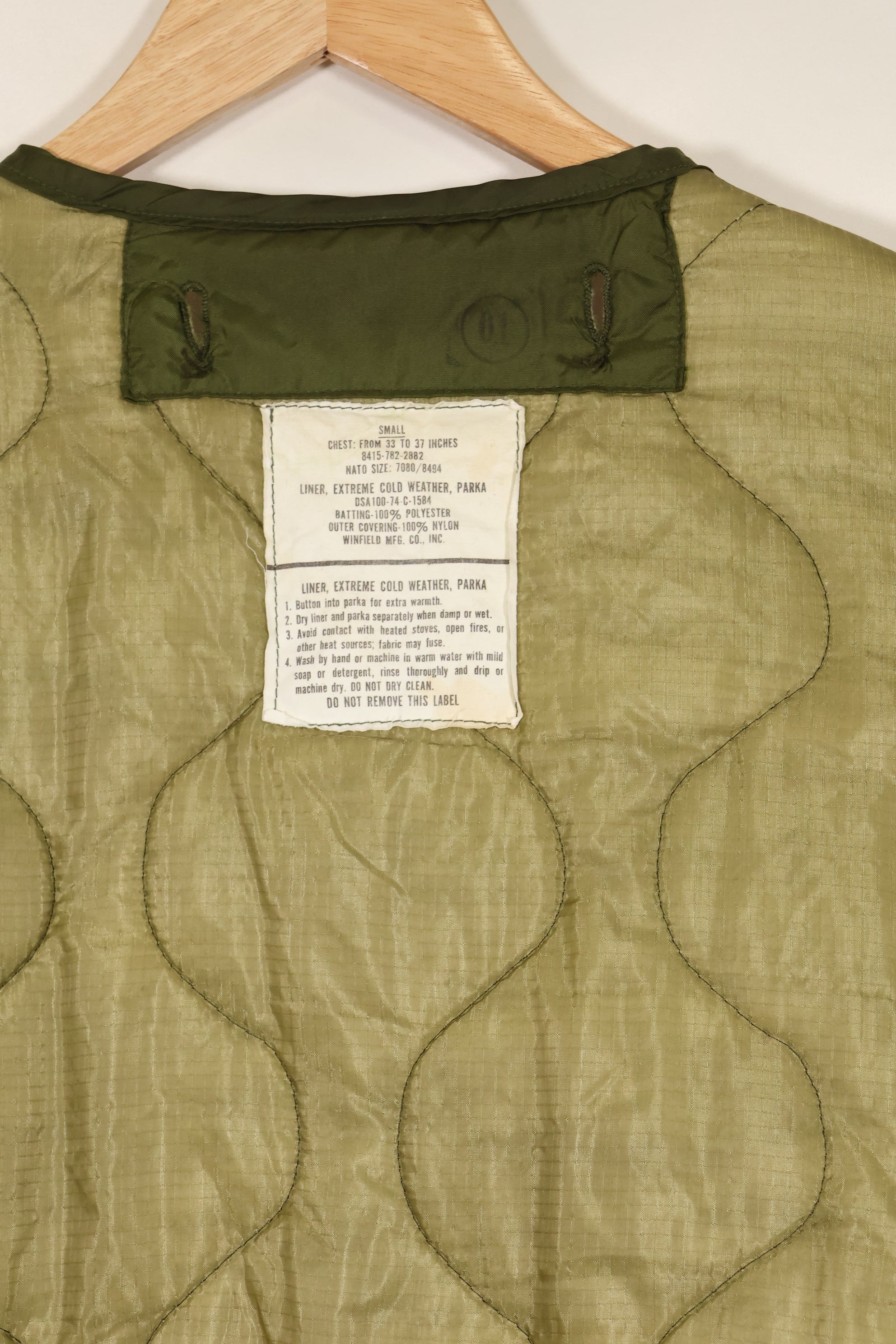 1974 Contract SMALL M65 Field Parka, nylon liner, used.