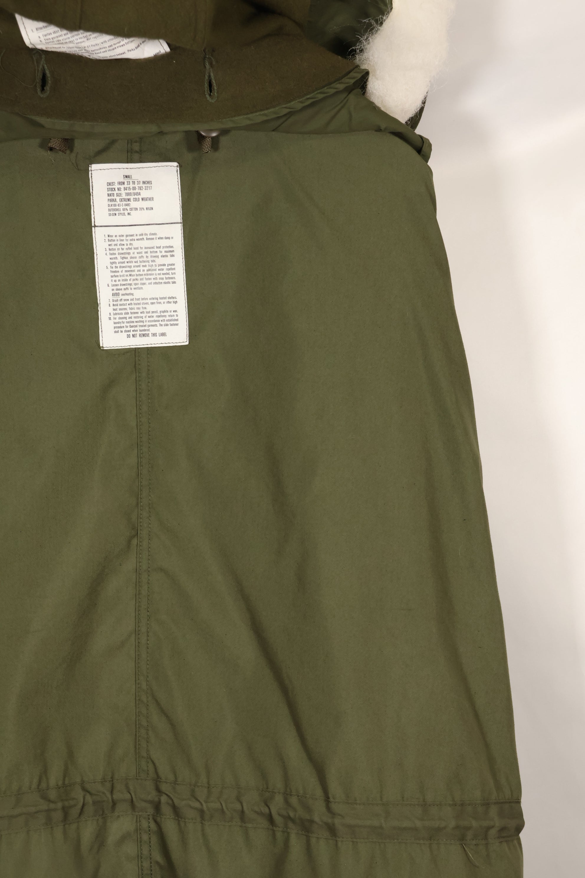 1983年契約　SMALL アメリカ軍　M65 フィールドパーカー　フィッシュテイル　状態良い　中古品