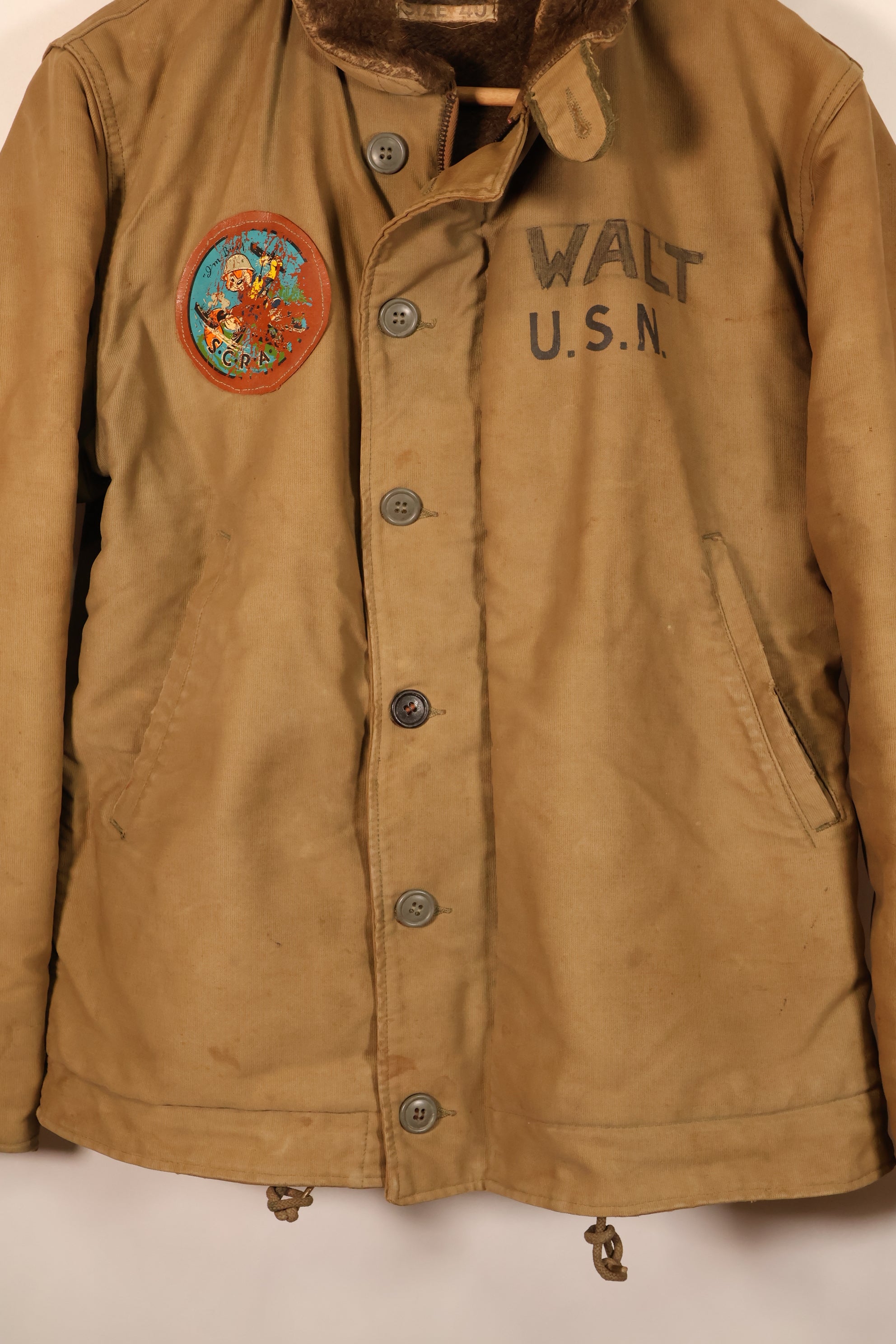 1940年代　WWII　アメリカ海軍　デッキジャケット　パッチ付き　中古品　大きめサイズ
