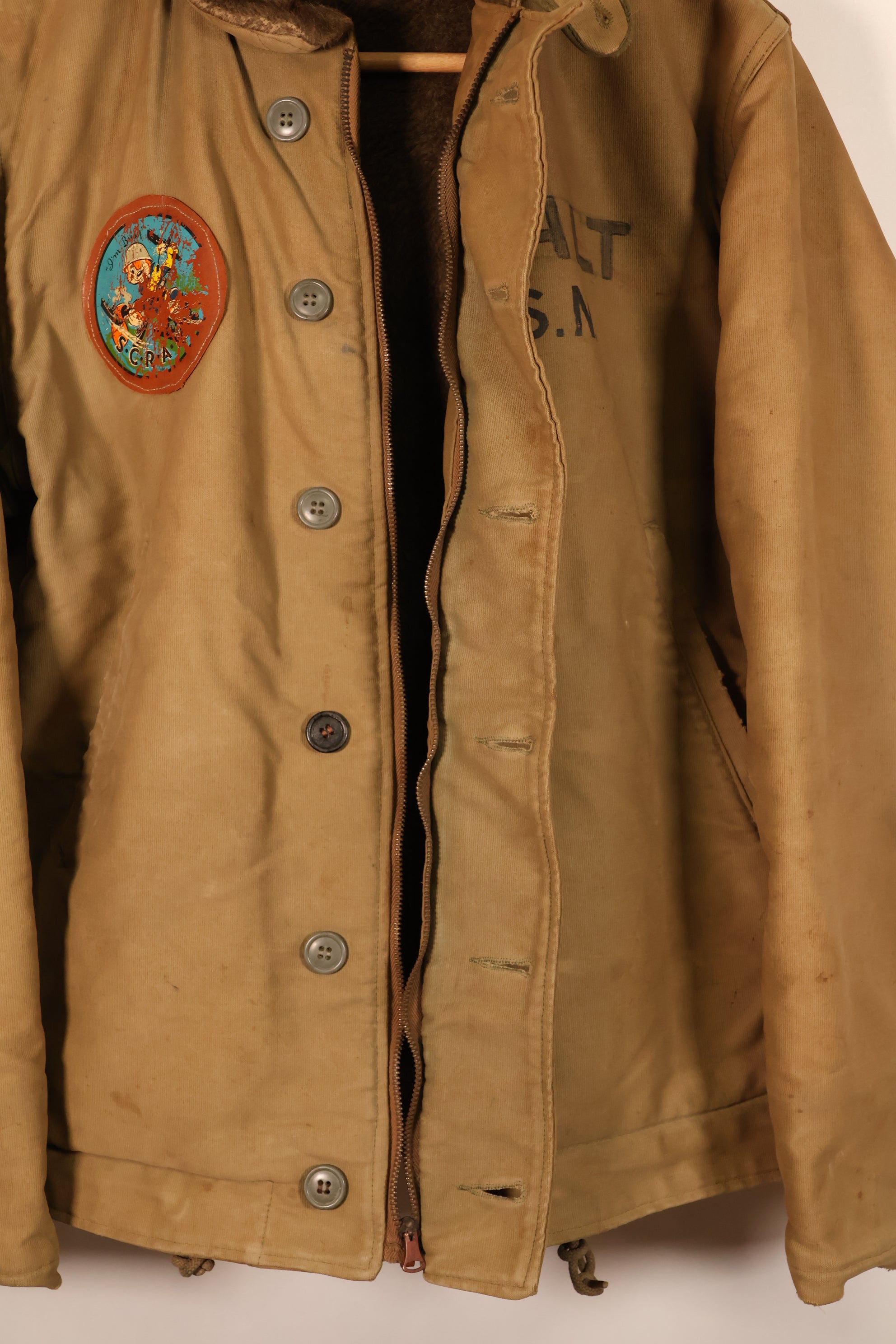 1940年代　WWII　アメリカ海軍　デッキジャケット　パッチ付き　中古品　大きめサイズ