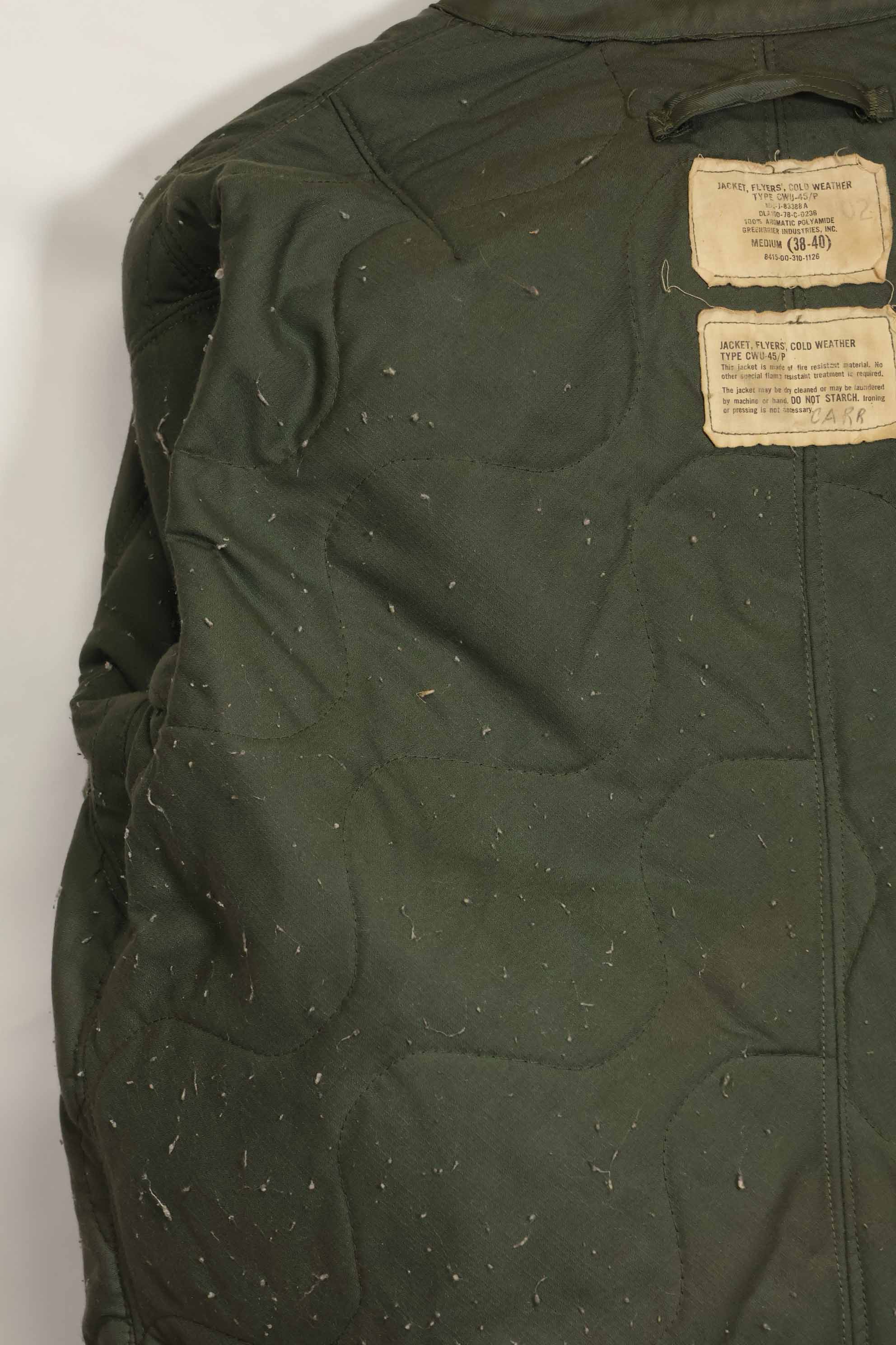 1978 Contract US Navy Air Force CWU-45P Flight Jacket Medium Used