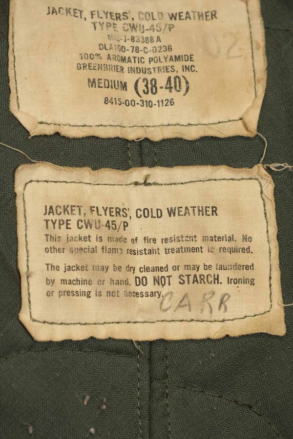 1978 Contract US Navy Air Force CWU-45P Flight Jacket Medium Used