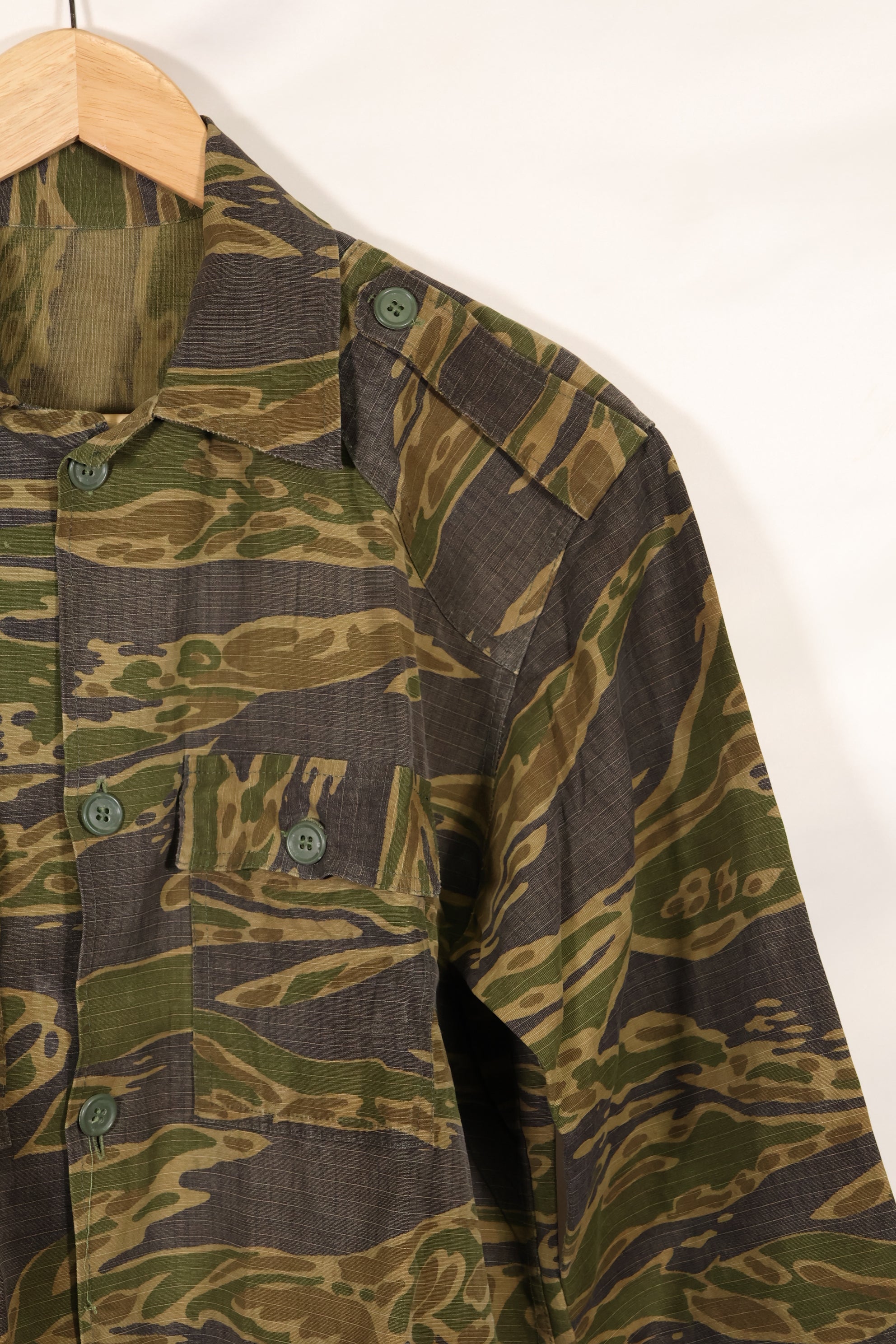 1970年代　南ベトナム海兵隊　タイガーストライプ　シャツ　VNMC 後期 リップストップパターン　中古品　