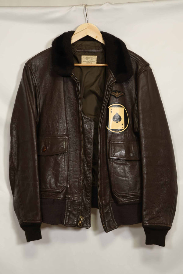 1976年契約　アメリカ海軍　G-1　フライトジャケット　ラベル欠損　パッチ付き　サイズ 44 中古品
