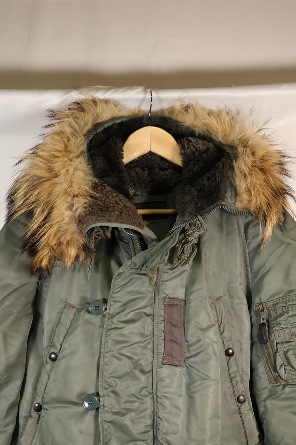 1950's MEDIUM black tag N-3B heavy zone flight jacket, used.