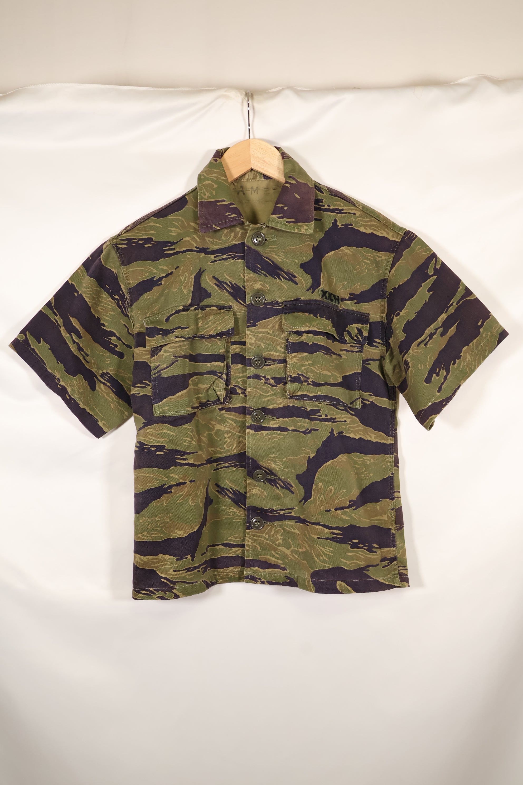 実物　A-M　タイガーストライプ　シャツ　半袖カスタム　ゴールドタイガー派生パターン　中古品　