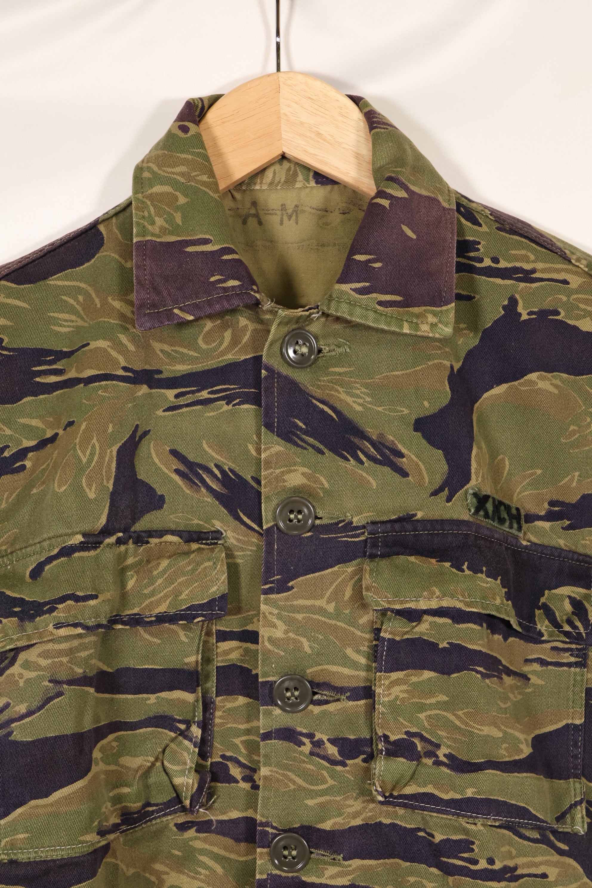 実物　A-M　タイガーストライプ　シャツ　半袖カスタム　ゴールドタイガー派生パターン　中古品　