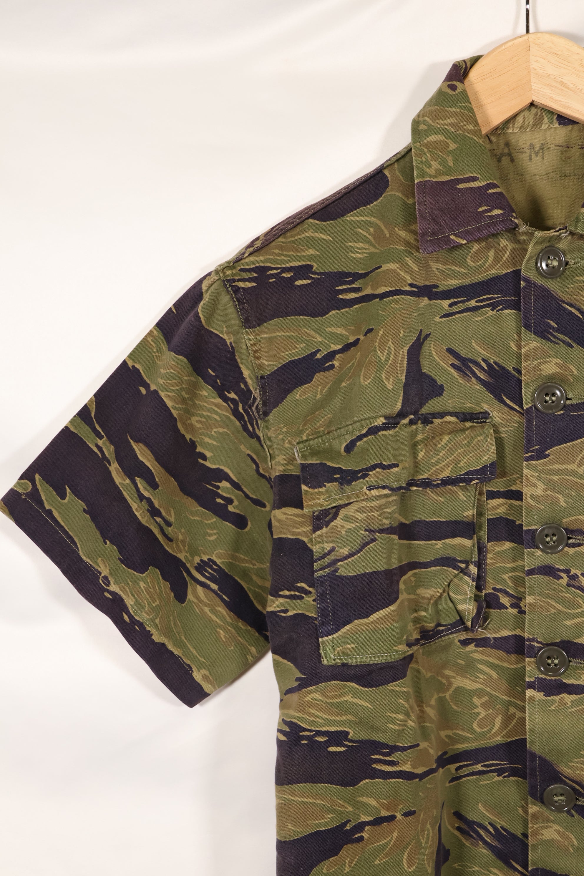 実物　A-M　タイガーストライプ　シャツ　半袖カスタム　ゴールドタイガー派生パターン　中古品　