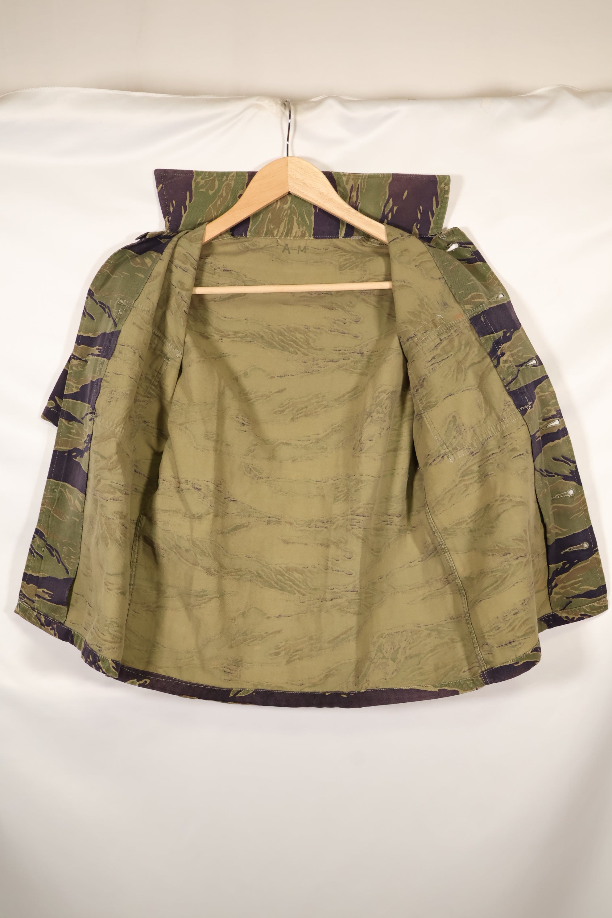 実物　A-M　タイガーストライプ　シャツ　半袖カスタム　ゴールドタイガー派生パターン　中古品　