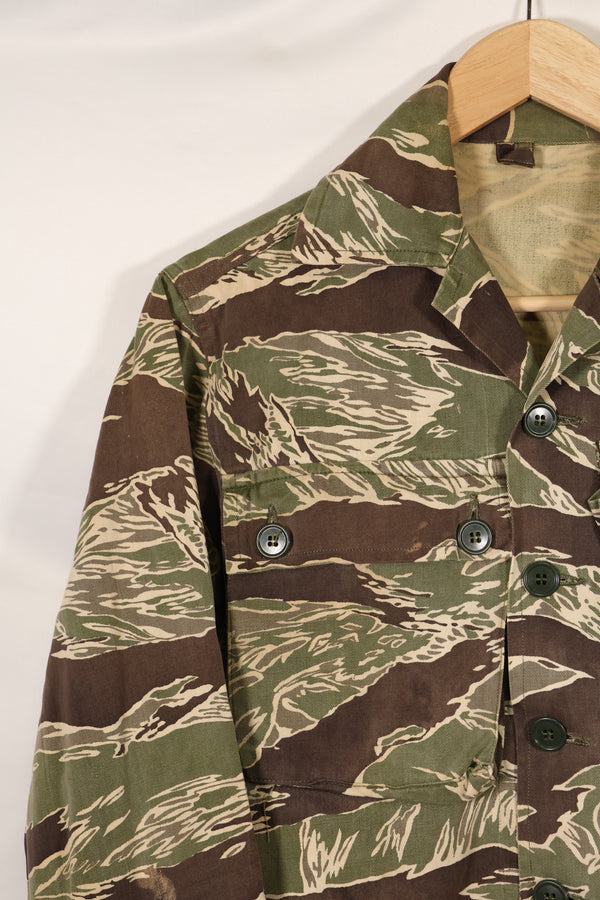 1960年代中頃　USカット　沖縄タイガー　ライムグリーンカラー　タイガーストライプ　シャツ　退色あり　中古品