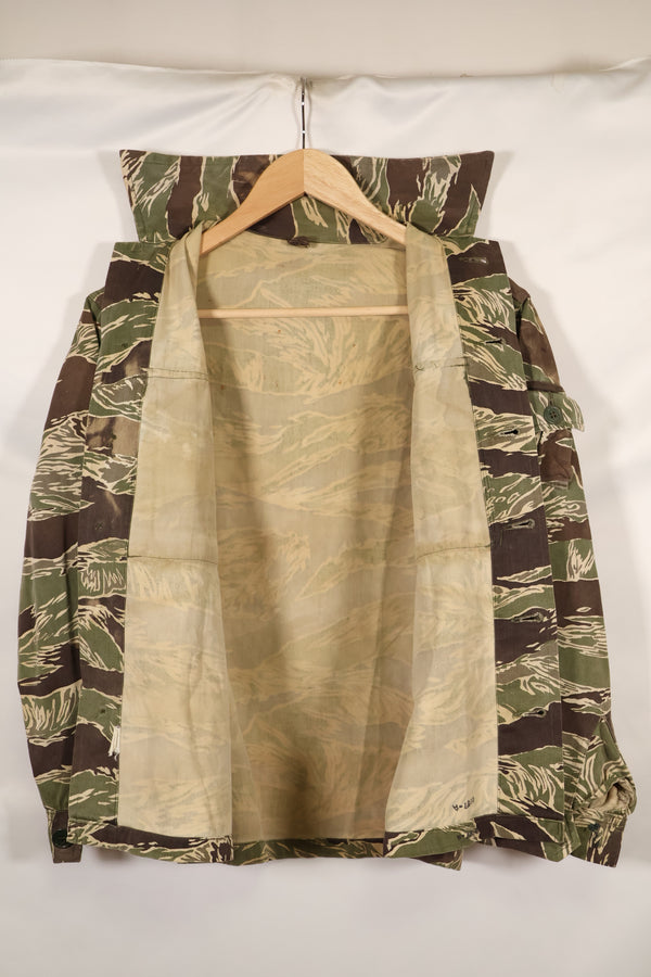 1960年代中頃　USカット　沖縄タイガー　ライムグリーンカラー　タイガーストライプ　シャツ　退色あり　中古品