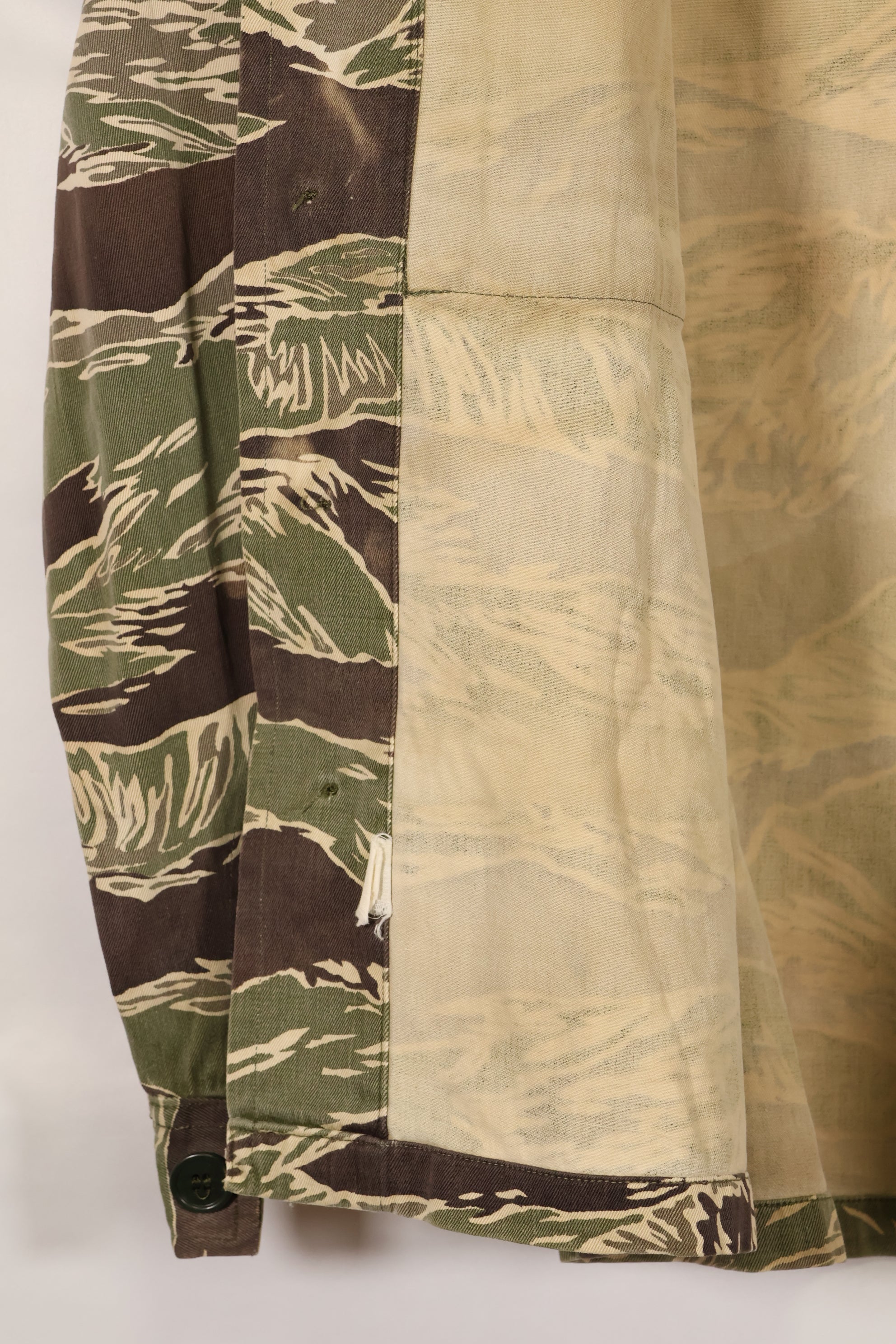 1960年代中頃　USカット　沖縄タイガー　ライムグリーンカラー　タイガーストライプ　シャツ　退色あり　中古品