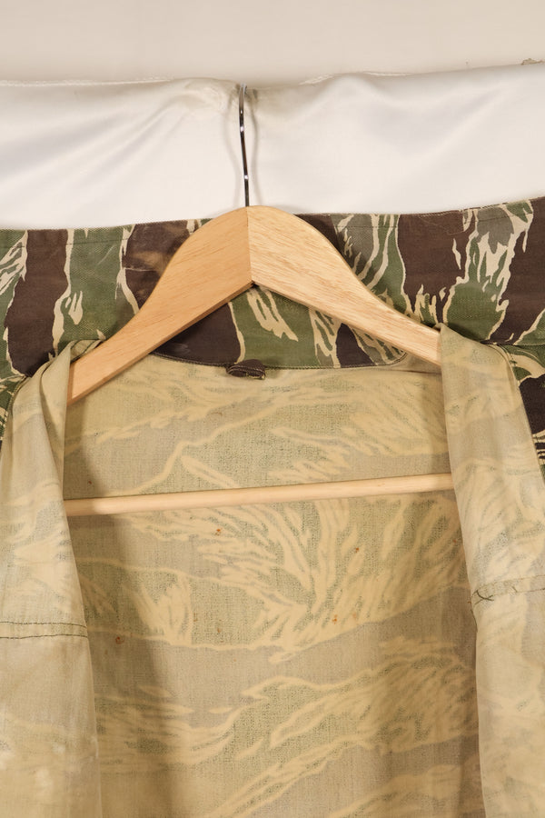 1960年代中頃　USカット　沖縄タイガー　ライムグリーンカラー　タイガーストライプ　シャツ　退色あり　中古品