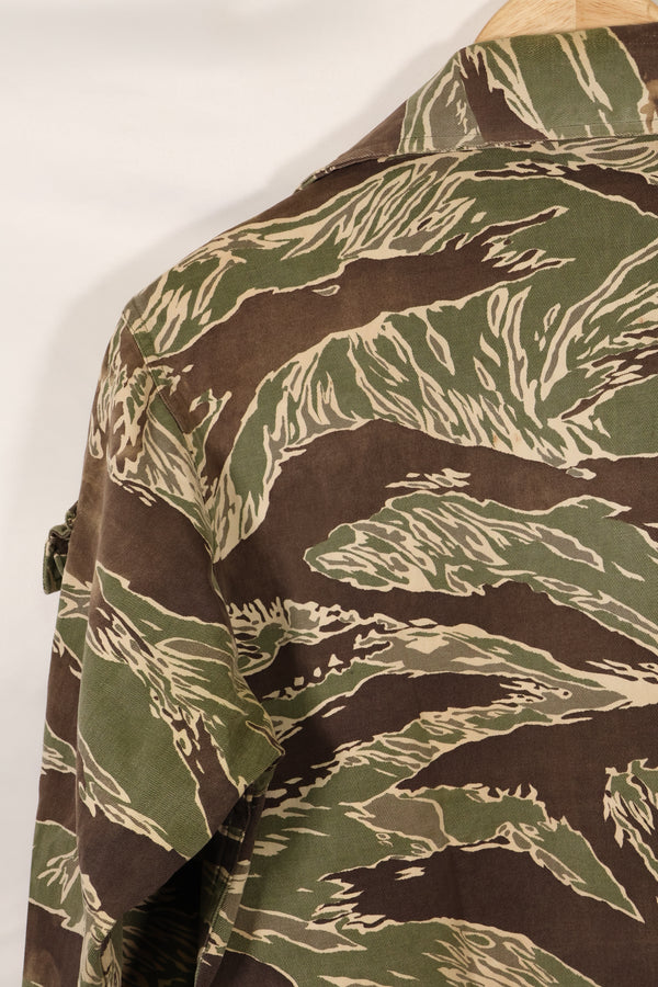 1960年代中頃　USカット　沖縄タイガー　ライムグリーンカラー　タイガーストライプ　シャツ　退色あり　中古品