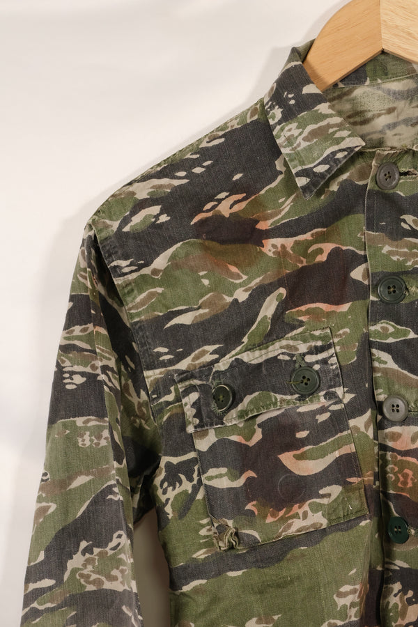 1960年代　タイガーストライプ　シャツ　CIDGパターン　退色あり　汚れあり　中古品