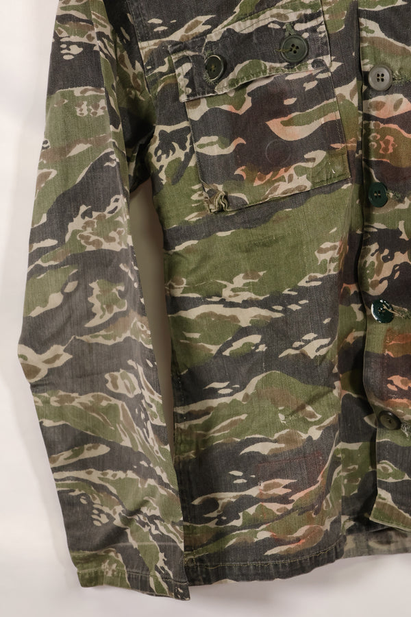 1960年代　タイガーストライプ　シャツ　CIDGパターン　退色あり　汚れあり　中古品