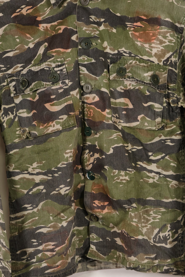 1960年代　タイガーストライプ　シャツ　CIDGパターン　退色あり　汚れあり　中古品