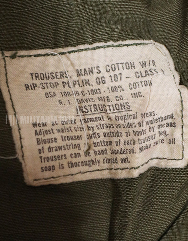 実物　1969年製　4th Model ジャングルファティーグ S-R　パンツ　使用感あり