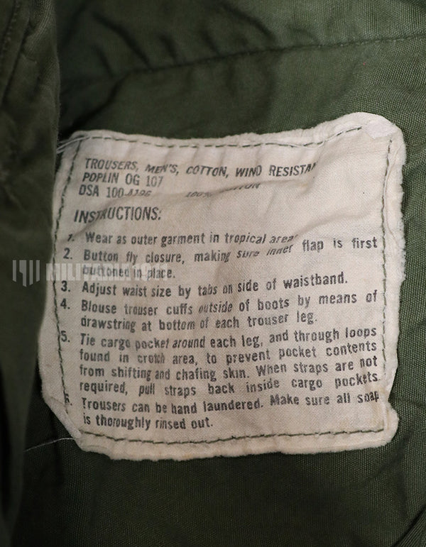 実物　ポップリン製　ジャングルファティーグ　パンツ　退色あり　中古品