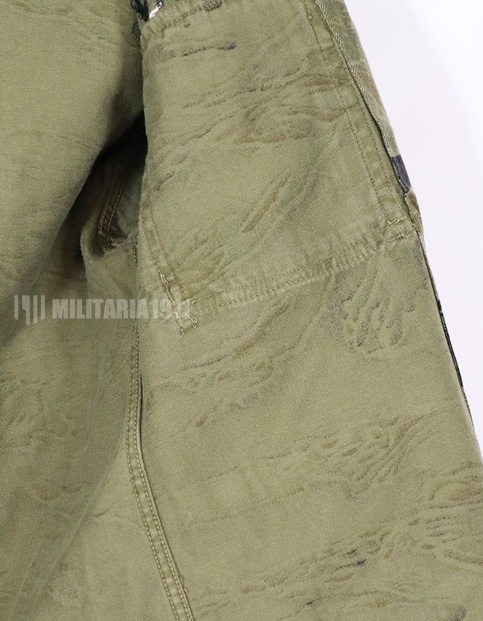 実物　タイガーストライプ　シャツ　ゴールドタイガー派生パターン　刺繍入り　中古品