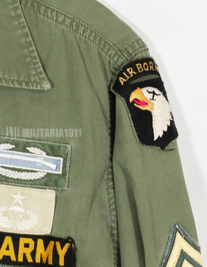 実物　ポップリン製　OG-107　ユーティリティシャツ　101空挺パッチ後付け　PX品　中古品