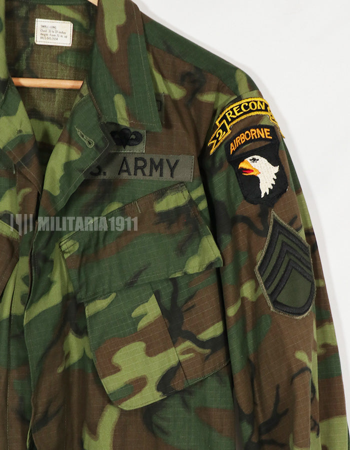 実物　1968年製　リップストップ　ERDL ジャングルファティーグ S-L 101空挺パッチ後付け