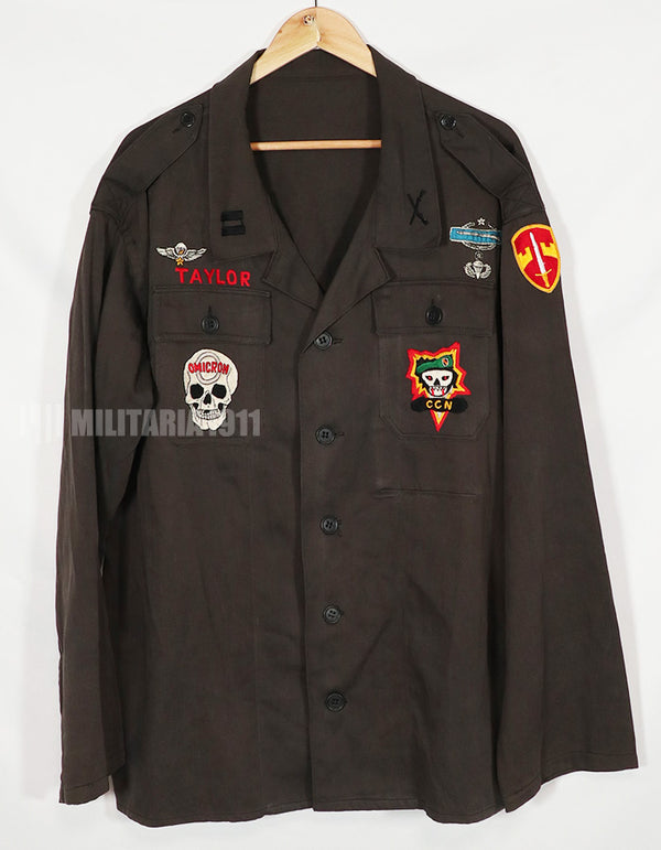 レプリカ　MACV SOG　1-0 ブラックジャケット　直接刺繍　古いレプリカ　中古品