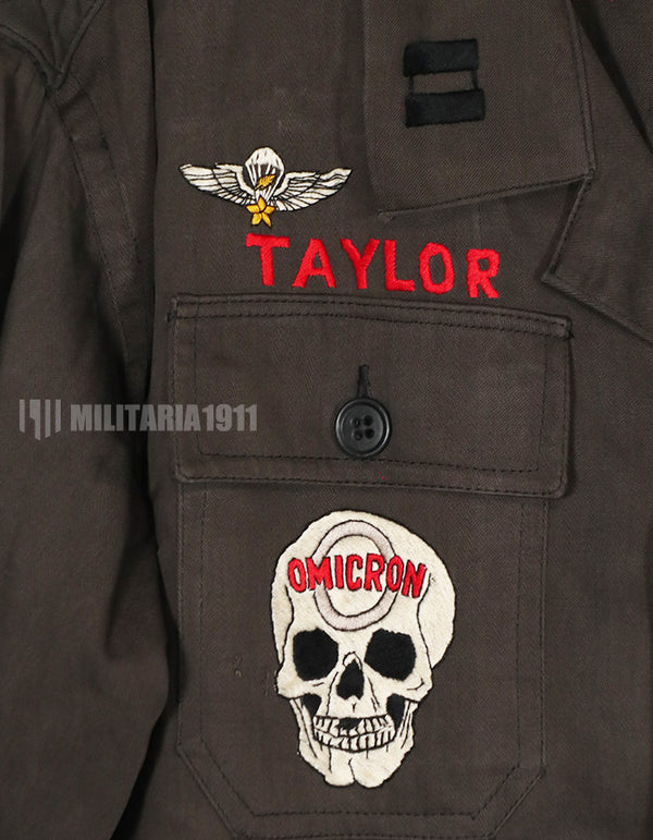 レプリカ　MACV SOG　1-0 ブラックジャケット　直接刺繍　古いレプリカ　中古品