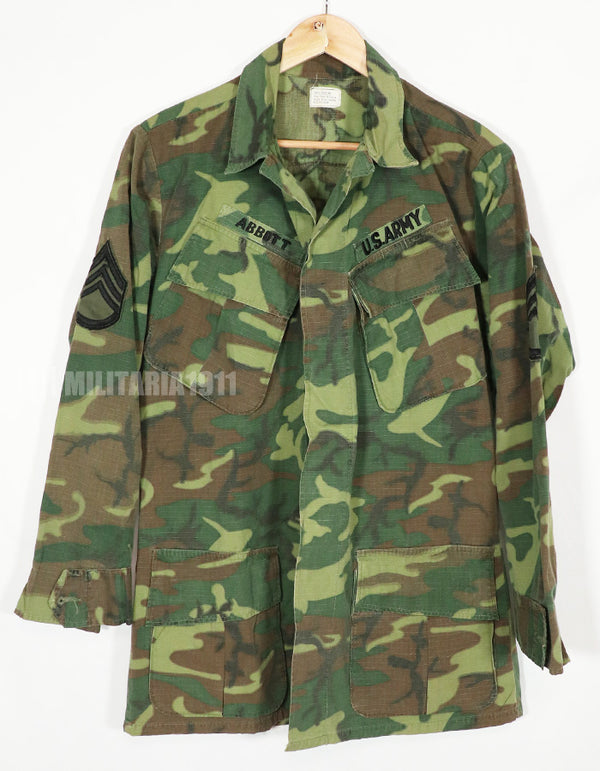 実物　1969年製　リップストップ生地　ERDL　ファティーグジャケット　中古品　パッチ付き