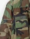 Original USAF NCO Woodland Camouflage Jacket with patch, poor condition, made in 1993.