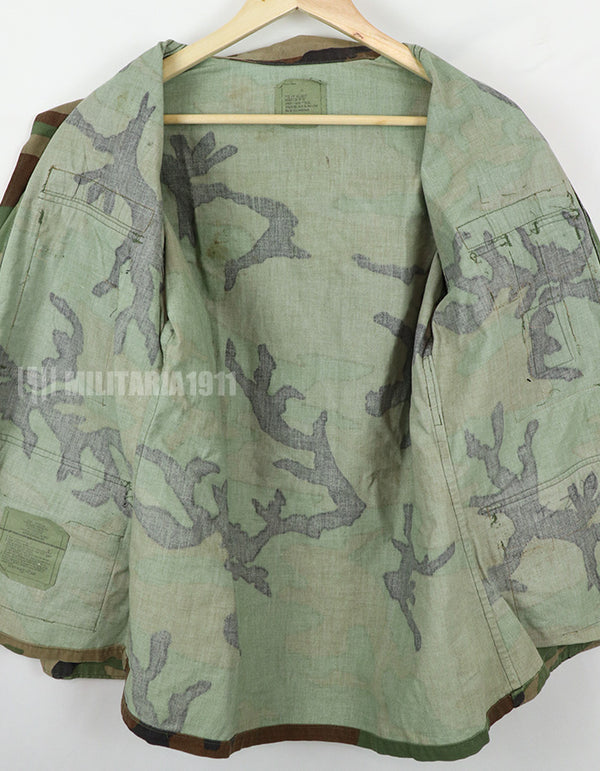 Original USAF NCO Woodland Camouflage Jacket with patch, poor condition, made in 1993.