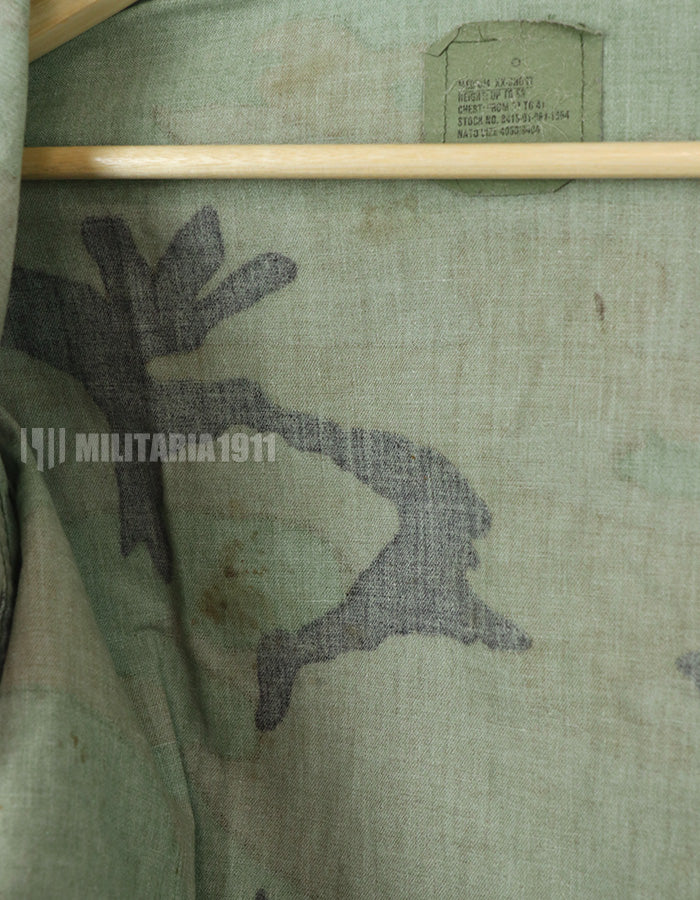 Original USAF NCO Woodland Camouflage Jacket with patch, poor condition, made in 1993.