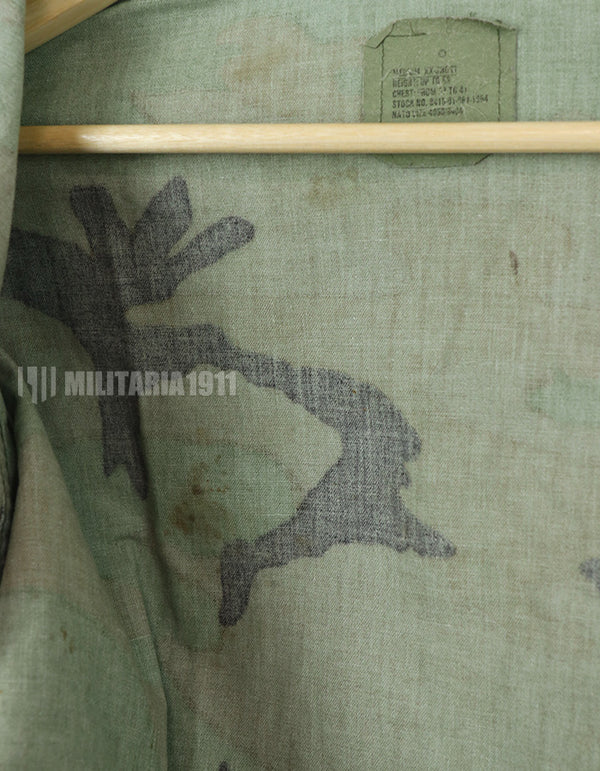 Original USAF NCO Woodland Camouflage Jacket with patch, poor condition, made in 1993.