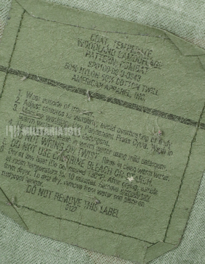 Original USAF NCO Woodland Camouflage Jacket with patch, poor condition, made in 1993.