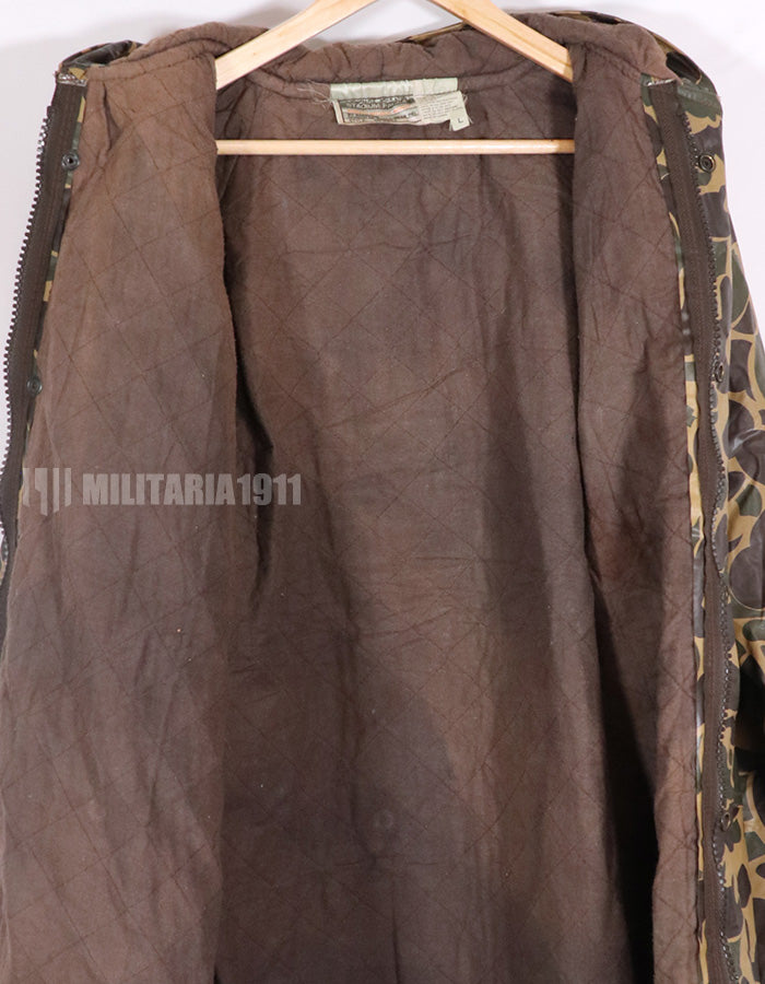 二手 Frogskins 猎鸭迷彩外套，防水乙烯基面料。