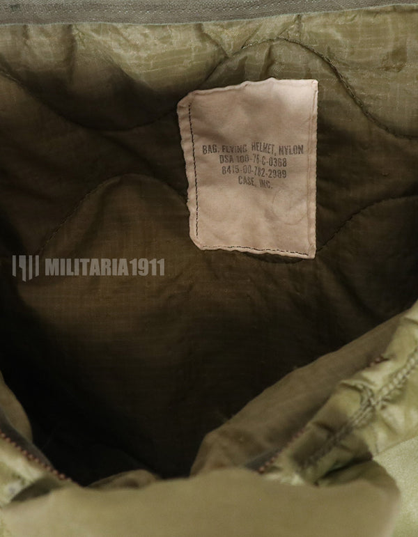 Original U.S. Air Force helmet bag, made in 1976, zipper closure not available, used.