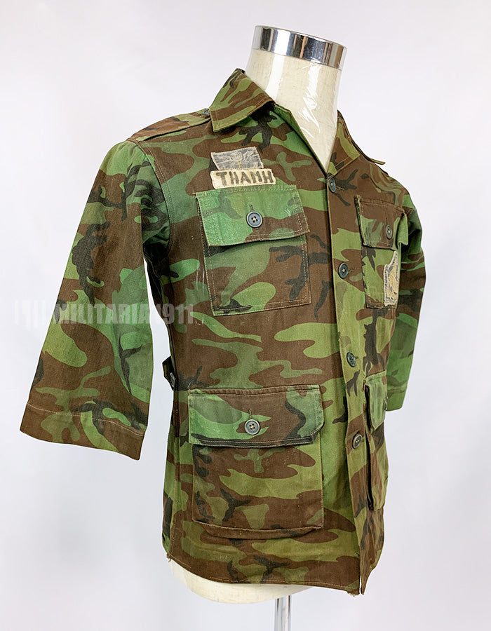 Original South Vietnam Army Airborne Division ERDL Leaf Combat Uniform Top and Bottom Set