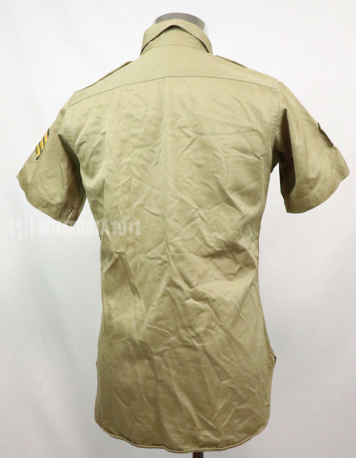 実物　アメリカ陸軍　コットンカーキシャツ　サービスシャツ　階級章　パッチ付き 1st Signal Bde