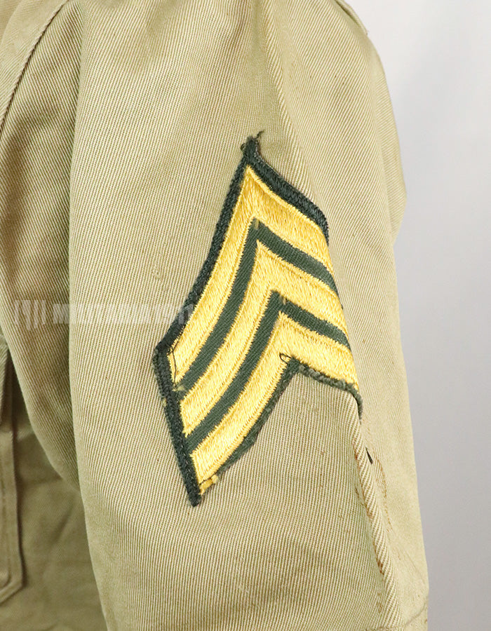 実物　アメリカ陸軍　コットンカーキシャツ　サービスシャツ　階級章　パッチ付き 1st Signal Bde