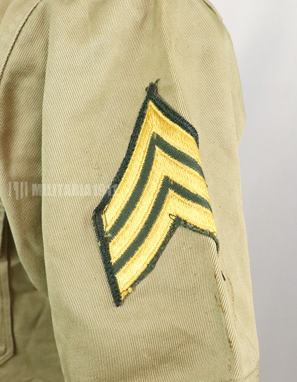 実物　アメリカ陸軍　コットンカーキシャツ　サービスシャツ　階級章　パッチ付き 1st Signal Bde