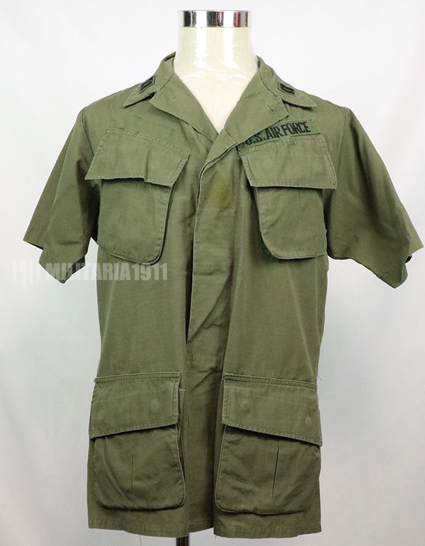 実物　アメリカ空軍　後期型ジャングルファティーグ　ショートスリーブカスタム　徽章付き 1969年契約