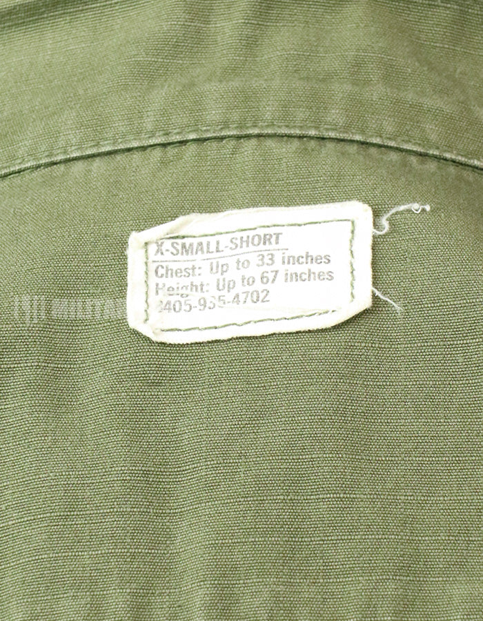 後期型　リップストップ生地　ジャングル・ファティーグ　X-S-S 1970年製 ボタン欠損　破損あり