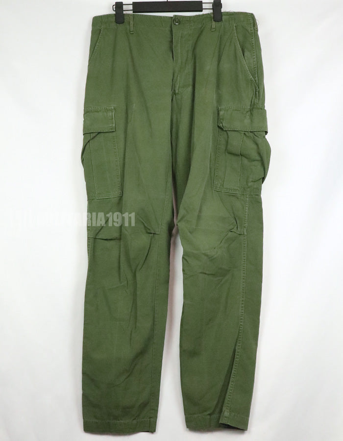 実物　後期型　リップストップ生地　ジャングルファティーグ　パンツ　M-L 裾紐なし　良いコンディション 1969年契約
