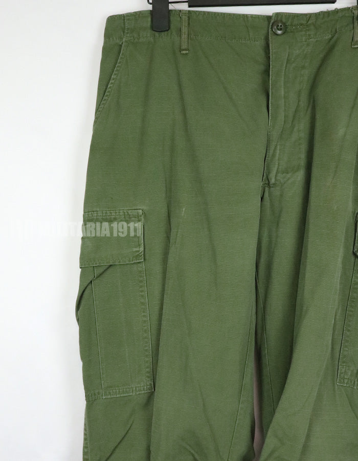 実物　後期型　リップストップ生地　ジャングルファティーグ　パンツ　M-L 裾紐なし　良いコンディション 1969年契約