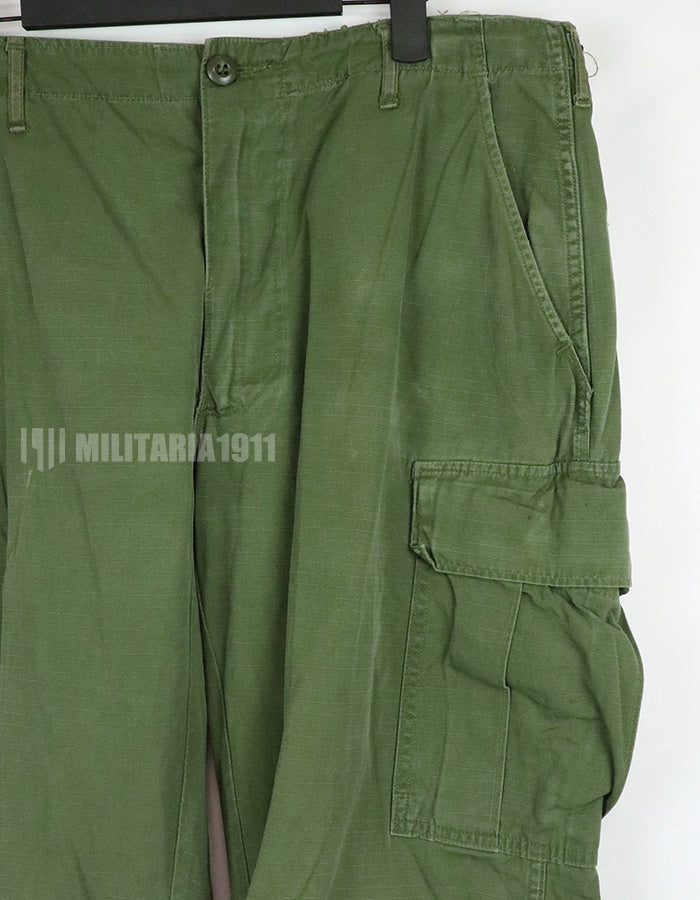 実物　後期型　リップストップ生地　ジャングルファティーグ　パンツ　M-L 裾紐なし　良いコンディション 1969年契約