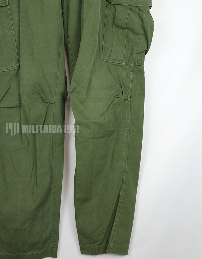 実物　後期型　リップストップ生地　ジャングルファティーグ　パンツ　M-L 裾紐なし　良いコンディション 1969年契約